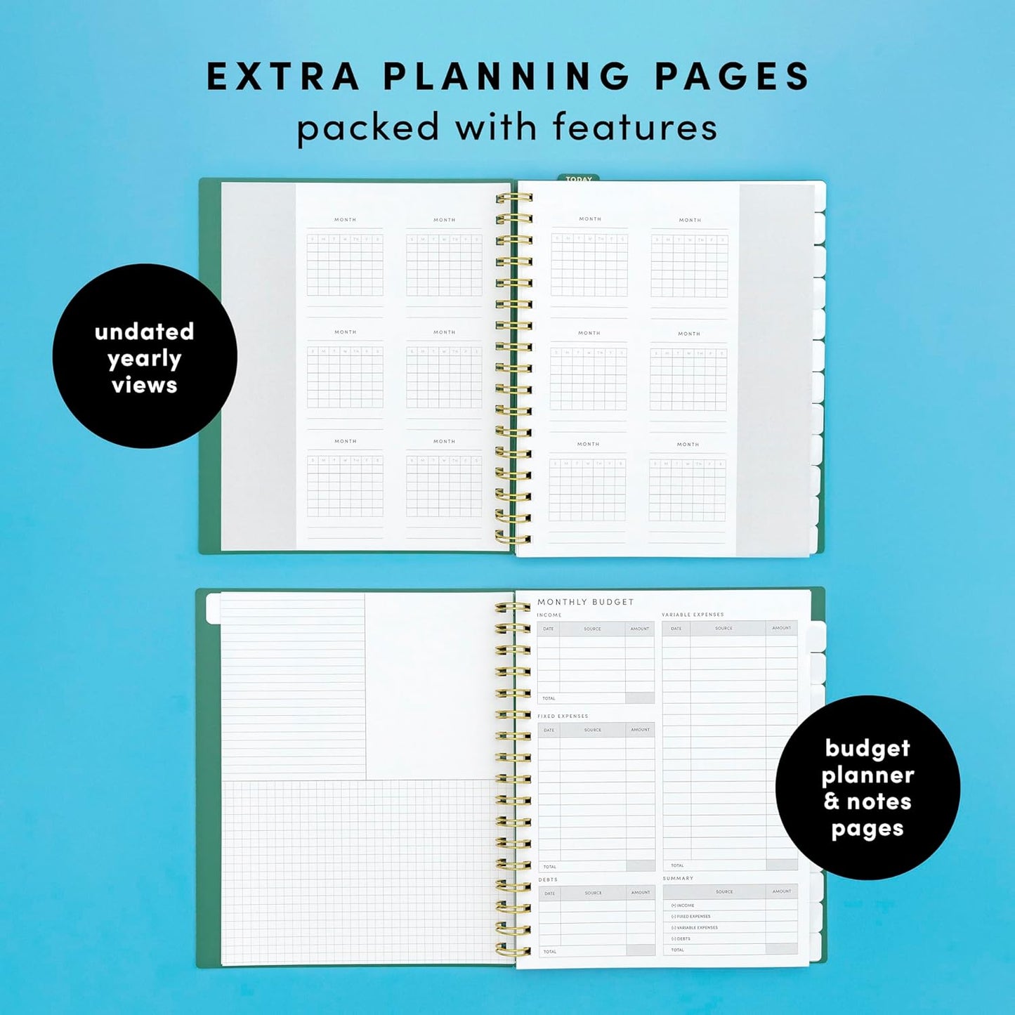 PAPERAGE Undated 12 Month Weekly & Monthly Planner with Durable Cover & Spiral Binding, 7.5 in x 9 in, Productivity Planner with Note Pages, Goals & Budget Trackers, Stickers & Bookmark (Lavender)