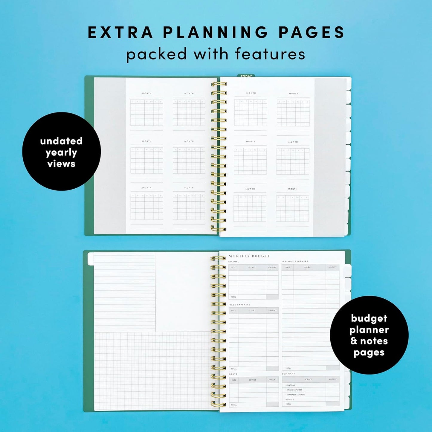 PAPERAGE Undated 12 Month Weekly & Monthly Planner with Durable Cover & Spiral Binding, 7.5 in x 9 in, Productivity Planner with Note Pages, Goals & Budget Trackers, Stickers & Bookmark (Coral)