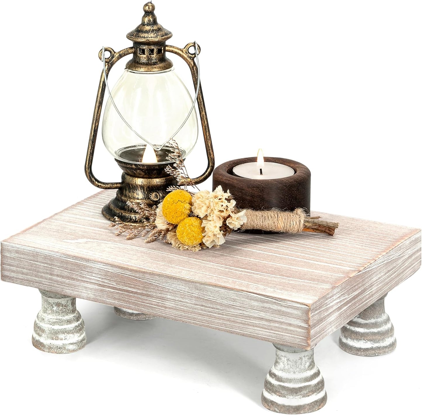 EOSAHR Farmhouse Fir Wood Risers for Decor on Coffee Table - Risers Display Stands for Stylish Home Decor - Perfect for Plant Stand & Perfume Organizer (Natural Wood, 8.5")