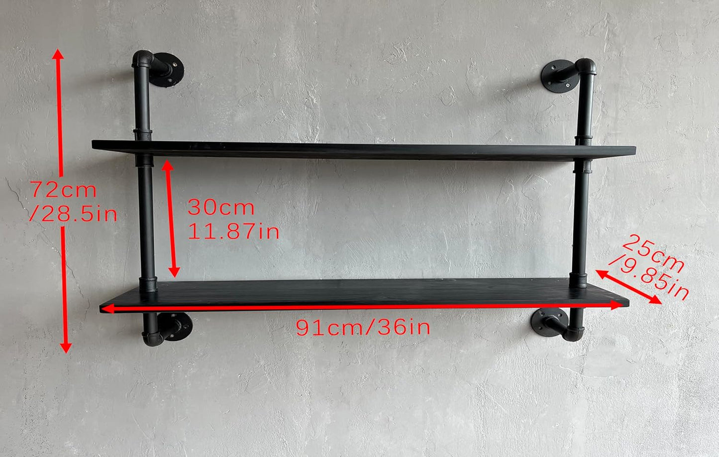 Floating Bookshelf Shelves Industrial Pipe Shelving Pipe Shelf Rustic Black Wall Shelves 36 Inch Farmhouse for Wall Mounted