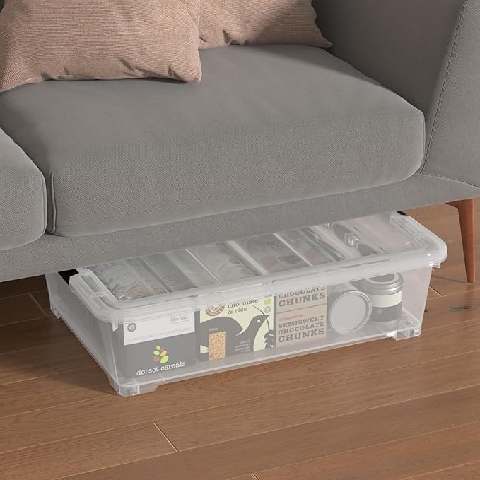 Hespama 3-Pack 50 Quart Plastic Underbed Storage Container Bin, Plastic Latch Box for Under Bed Storage