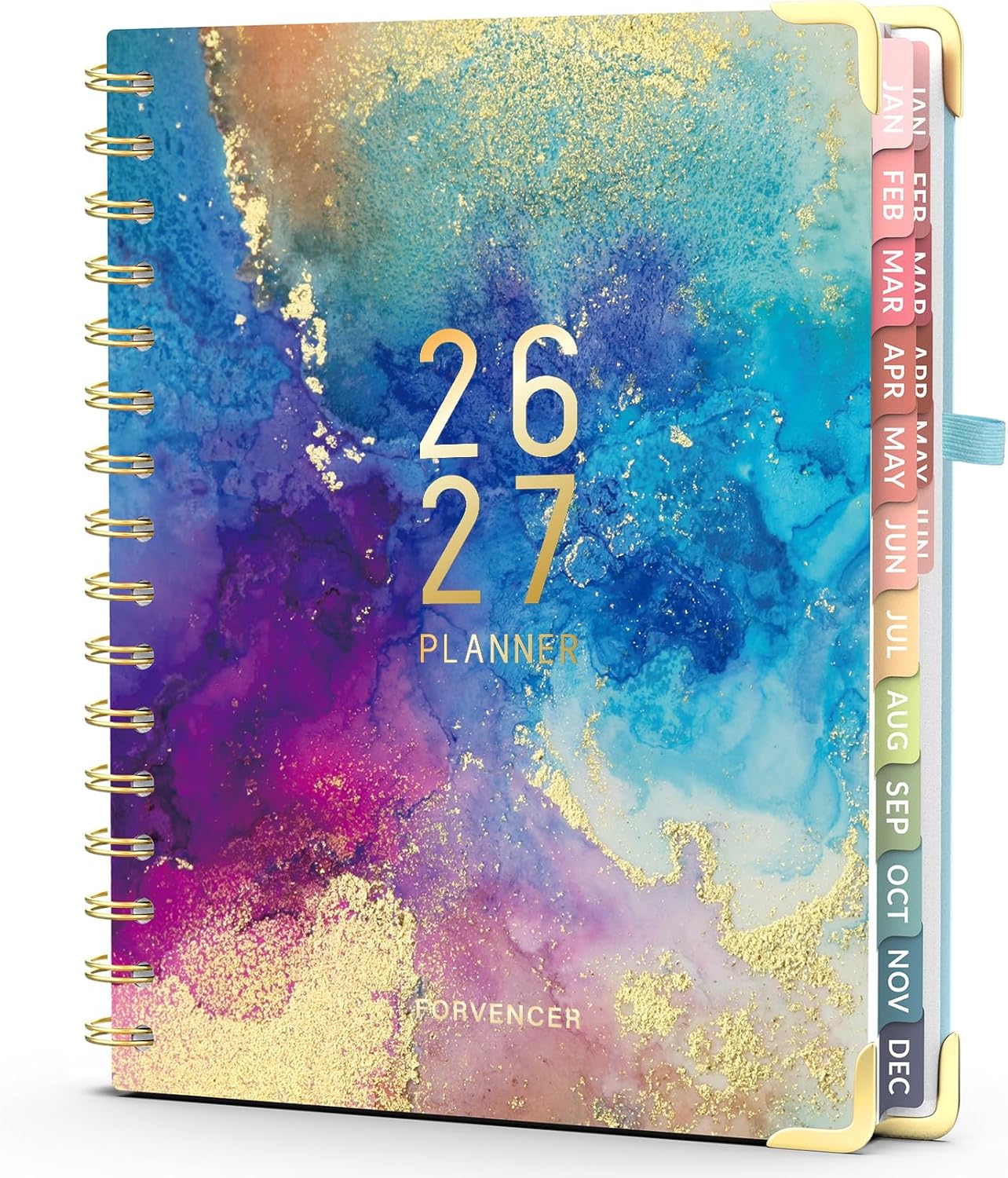 Forvencer Planner 2026-2027, 18 Month Weekly and Monthly Calendar Planner, Jan 2026 -June 2027, 6.3" x 8.4", Daily Agenda Book with Tabs, College Organizer Notebook, School Supplies for Student Teacher Classroom, A5, Marble