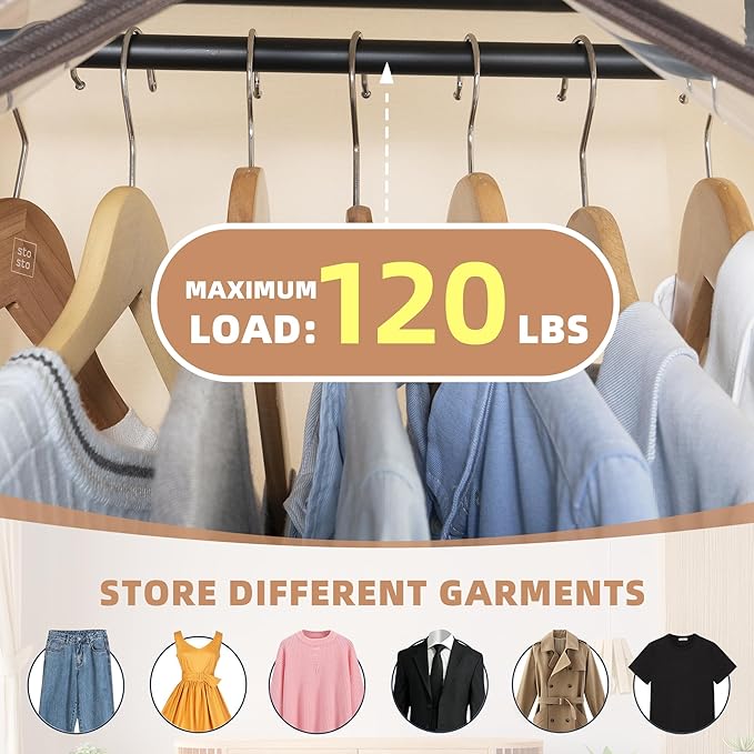 STORAGE MANIAC 2-Pack Hanging Garment Bag Zipper Cover with Sealed Clear Window, Long Garment Cover for Closet Storage Wardrobe Clothes Protector, Large Garment Storage Bag for Dresses,Suits, Beige