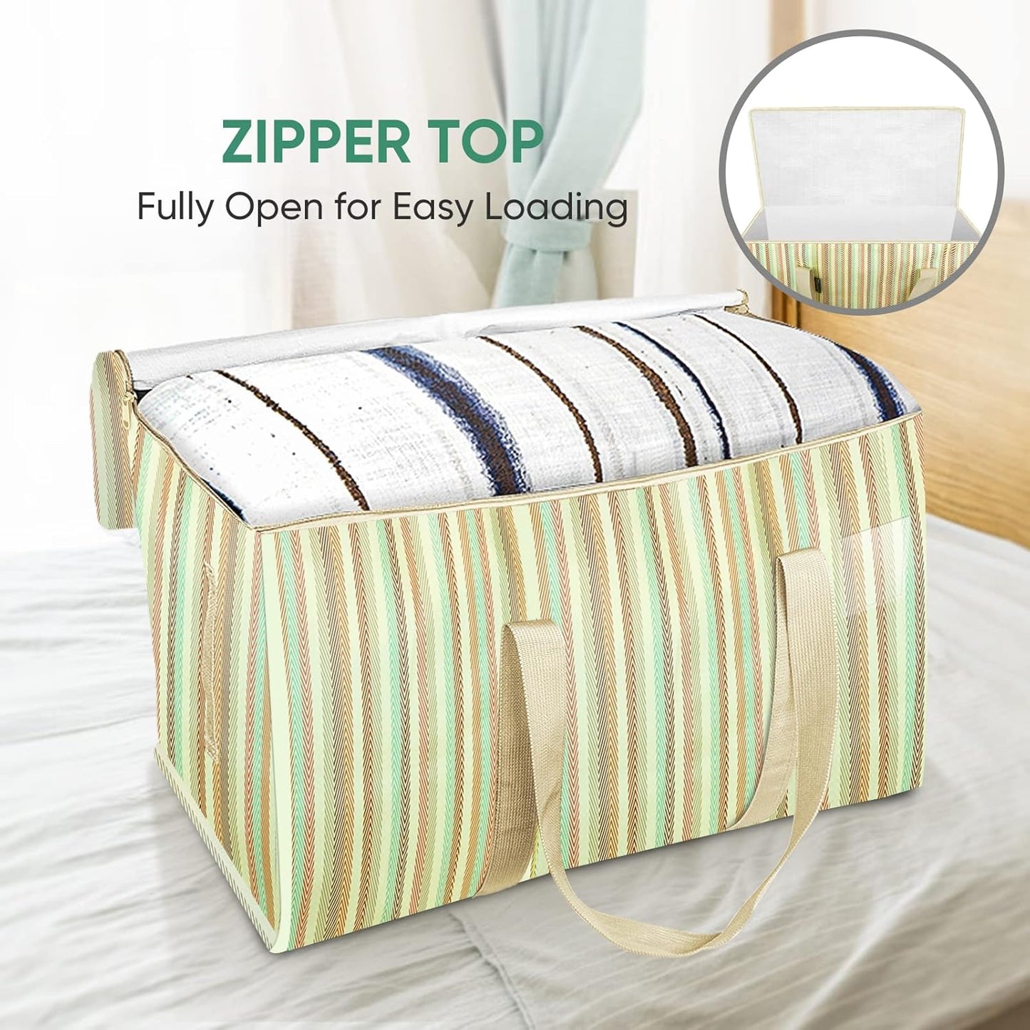 BALEINE 4-Pack Oversized Moving Bags with Reinforced Handles, Heavy-Duty Storage Tote for Clothes, Moving Supplies (Color Strip, 4-Pack)