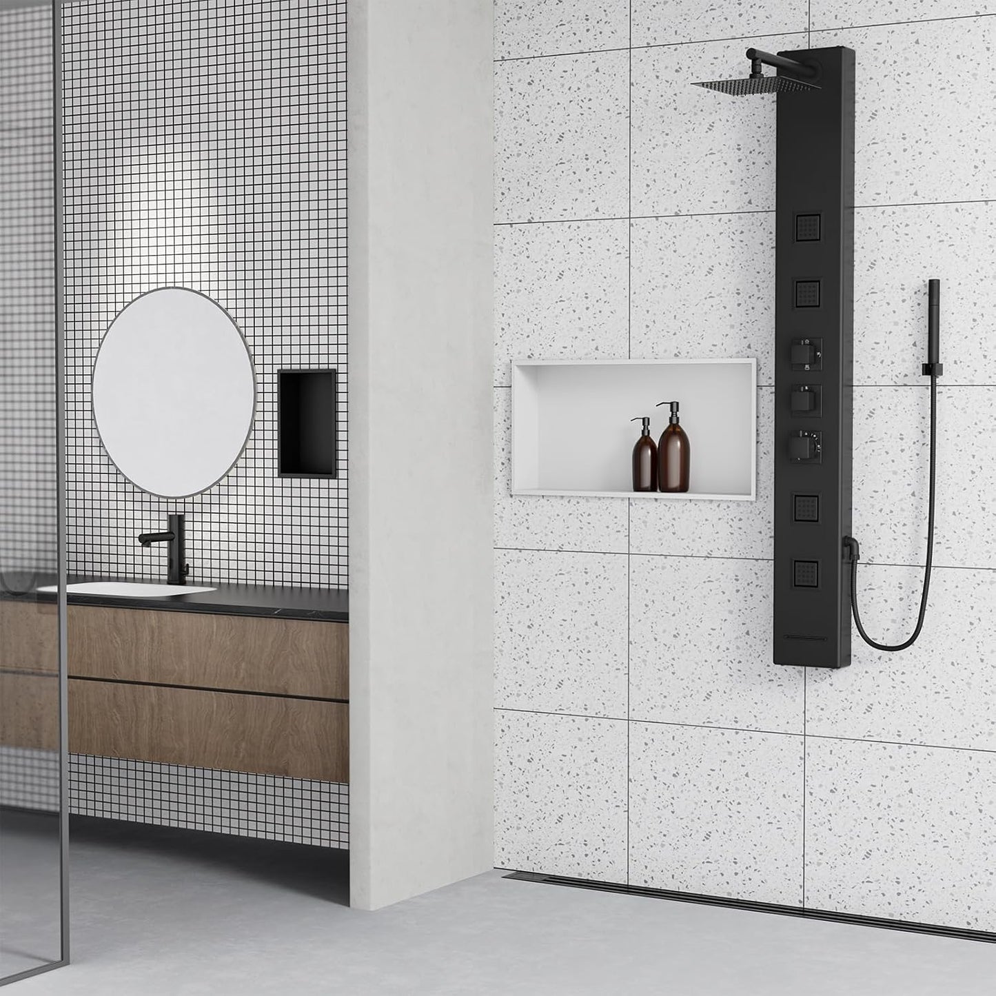 Achelous Stainless Steel Insert Shower Niche 24" X 12" NO Tile Needed, Bathroom Wall Recessed Shelf Organizer, Wall-inserted Shower Caddy, Matte White