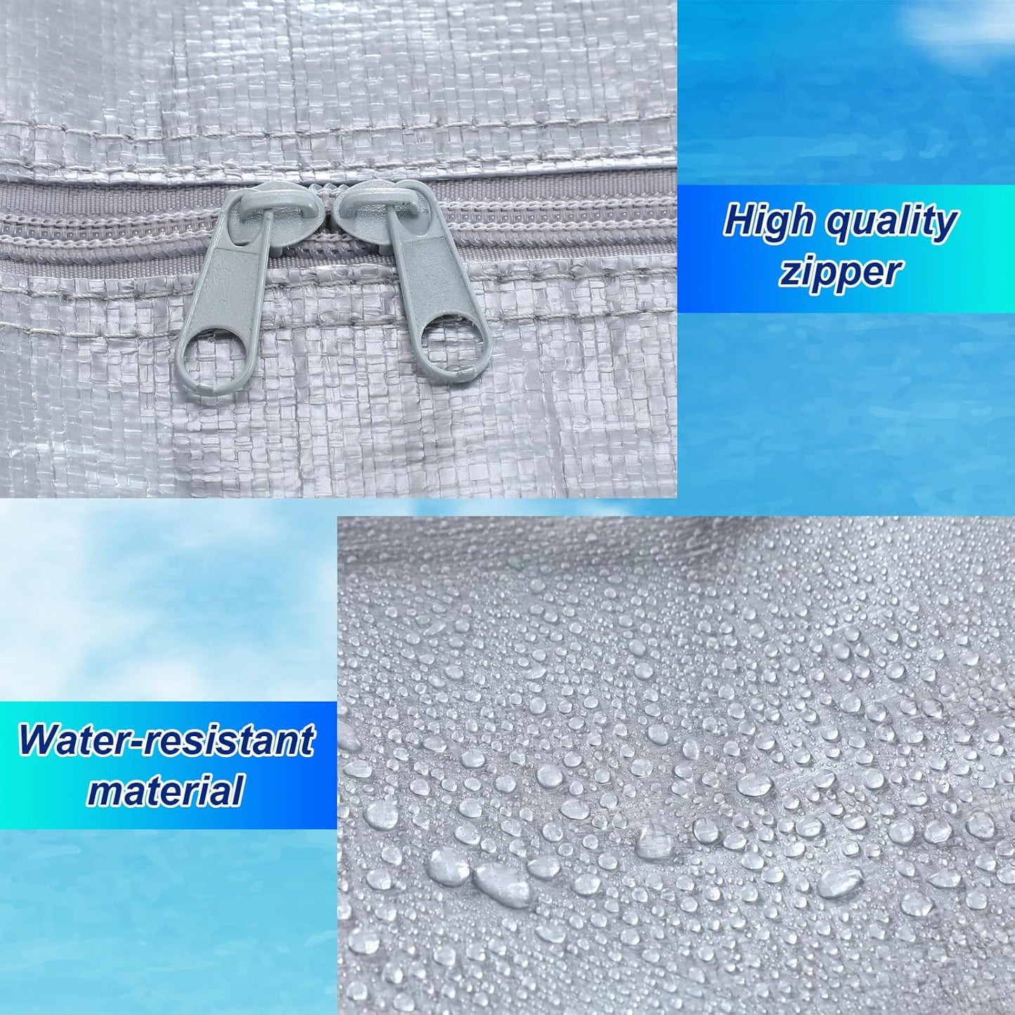 4 Pcs 176 Gallon Large Moving Bags with Zipper and Handles Foldable Storage Duffle Bags Heavy Duty Extra Large Totes for College Dorm Travel Clothes Blankets Bedding Moving (Silver)