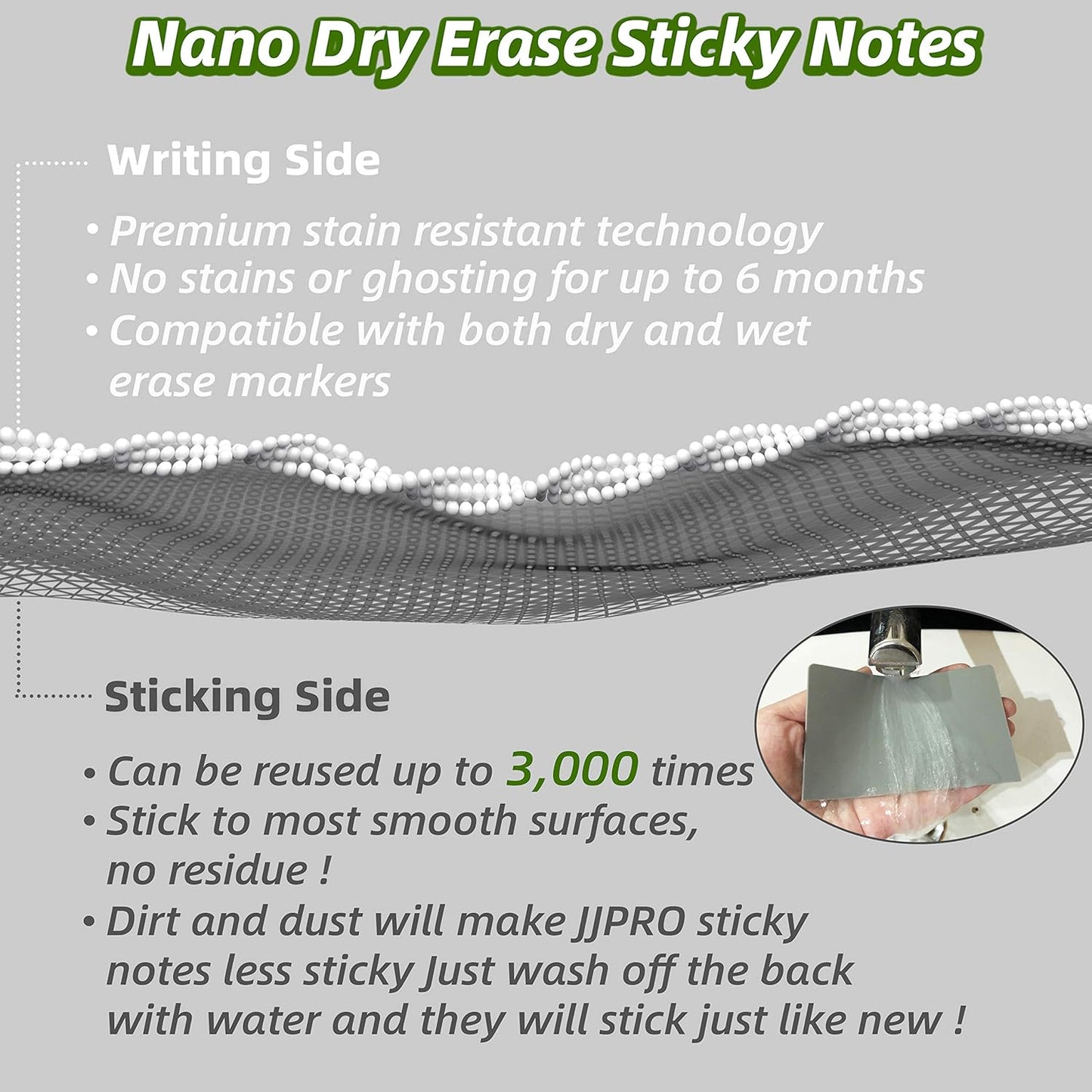 Dry Erase Sticky Notes. Reusable Whiteboard Stickers 4"x2.5" 12 Pack. Suitable for All Smooth Surface. Great for Labels, Lists, Reminders and Decals. Washable, Removable