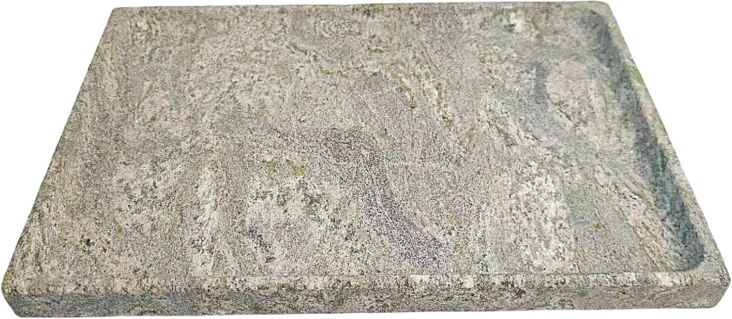 Large Stone Granite Vanity Tray 12 x 8 in - Rectangular Sand-Blasted Non-Slip Organizer with Grooved Edge, Vintage Catchall for Bathroom, Kitchen, Entryway & Bedroom (Imperial Green)