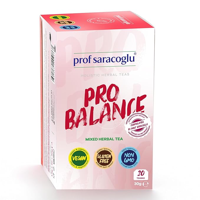 Prof Saracoglu Pro Balance Mixed Herbal Tea | Caffeine-Free Tea Bags | Blood Pressure Tea & Blood Sugar Tea for Healthy Blood Pressure & Blood Sugar Support | 20 Counts Mixed Herbal Tea Bags