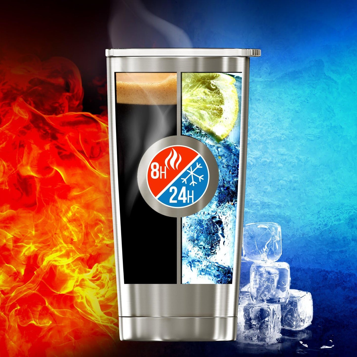 BluePeak Double Wall Vacuum Stainless Steel Insulated Tumblers Set, 2-Pack - Includes 2 Sipping Lids, 2 Spill-Proof Sliding Lids, 2 Straws, 1 Cleaning Brush & Gift Box (30 oz, Black)