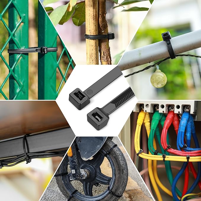 Zip Ties Heavy Duty ，12+12+18 Inch V-Shaped Toothed Double Sided Assorted Size With 200 LBS Tensile Strength Cable Wire Ties Adjustable More Durable Nylon Tie Wraps for Indoor Outdoor（150 Pack）