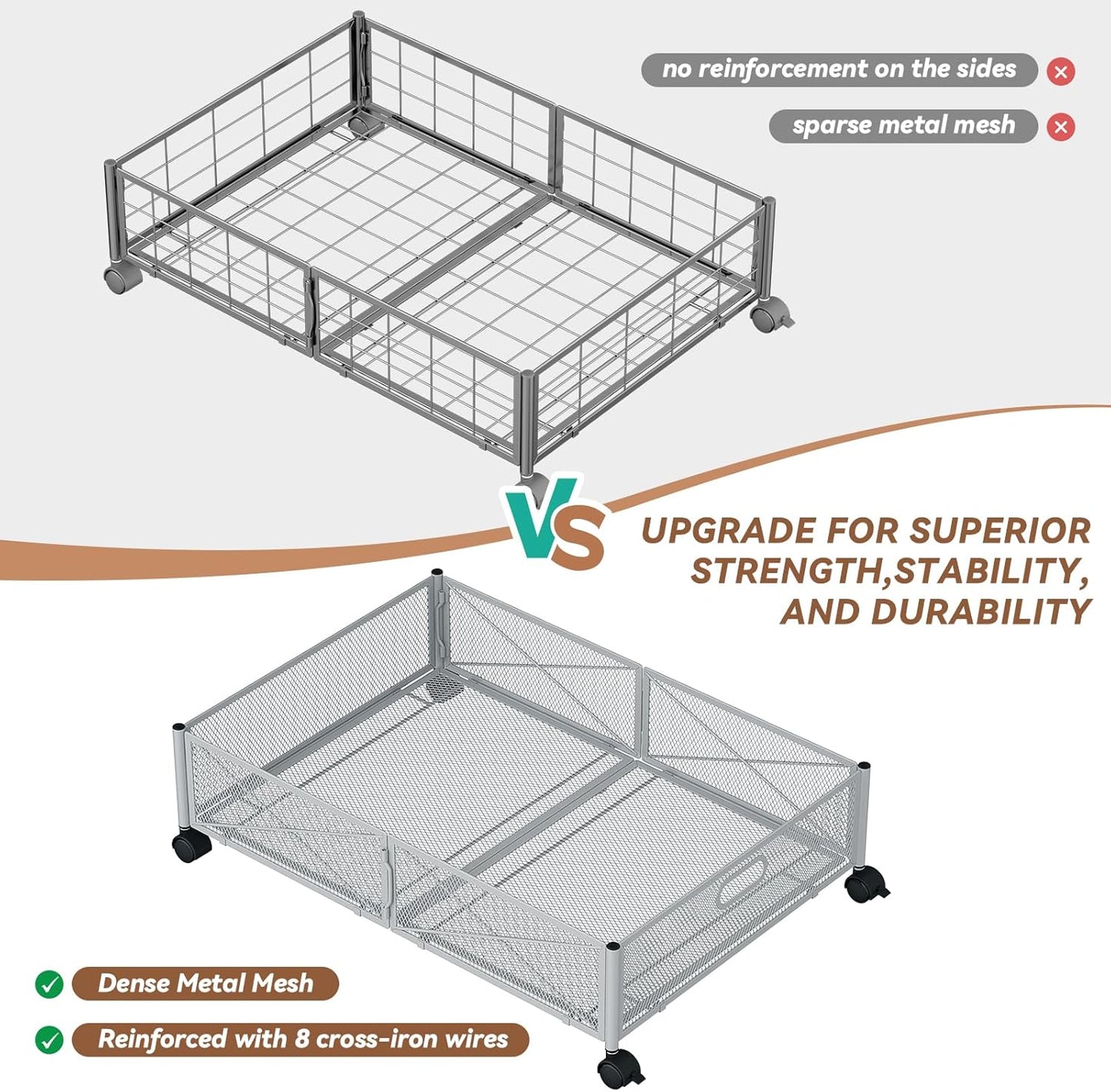 PHINOX Under Bed Storage, Under the Bed Storage Containers with Wheels, Under Bed Shoe Storage Organizer Drawer for Bedroom Clothes Shoes Blankets -2Pack
