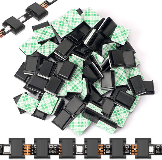 80 PCS Light Strip Mounting Clips Black Self Adhesive Led Light Fasteners Mounting Holder Cable Clamp Organizer for 10mm Light Strip (10 mm)
