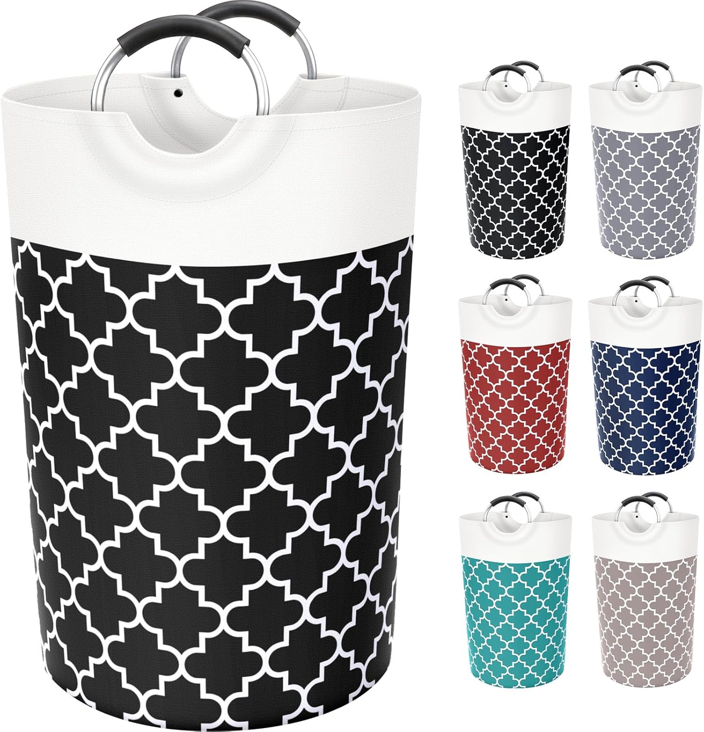 Large Laundry Basket Laundry Hamper Bag Washing Bin Clothes Bag Collapsible Tall With Handles Waterproof Travel Bathroom College Essentials Storage For College Dorm, Family (Black)115L