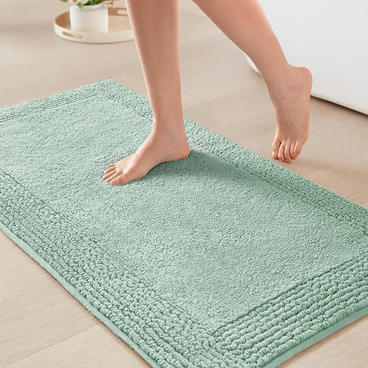 Madison Park Splendor Reversible 100% Cotton Tufted Bathroom Rug-3000 GSM Hotel Quality Luxurious Plush Medium Pile Bath Mat Absorbent, Quick Dry, Shower Room Décor, 24x36 Green