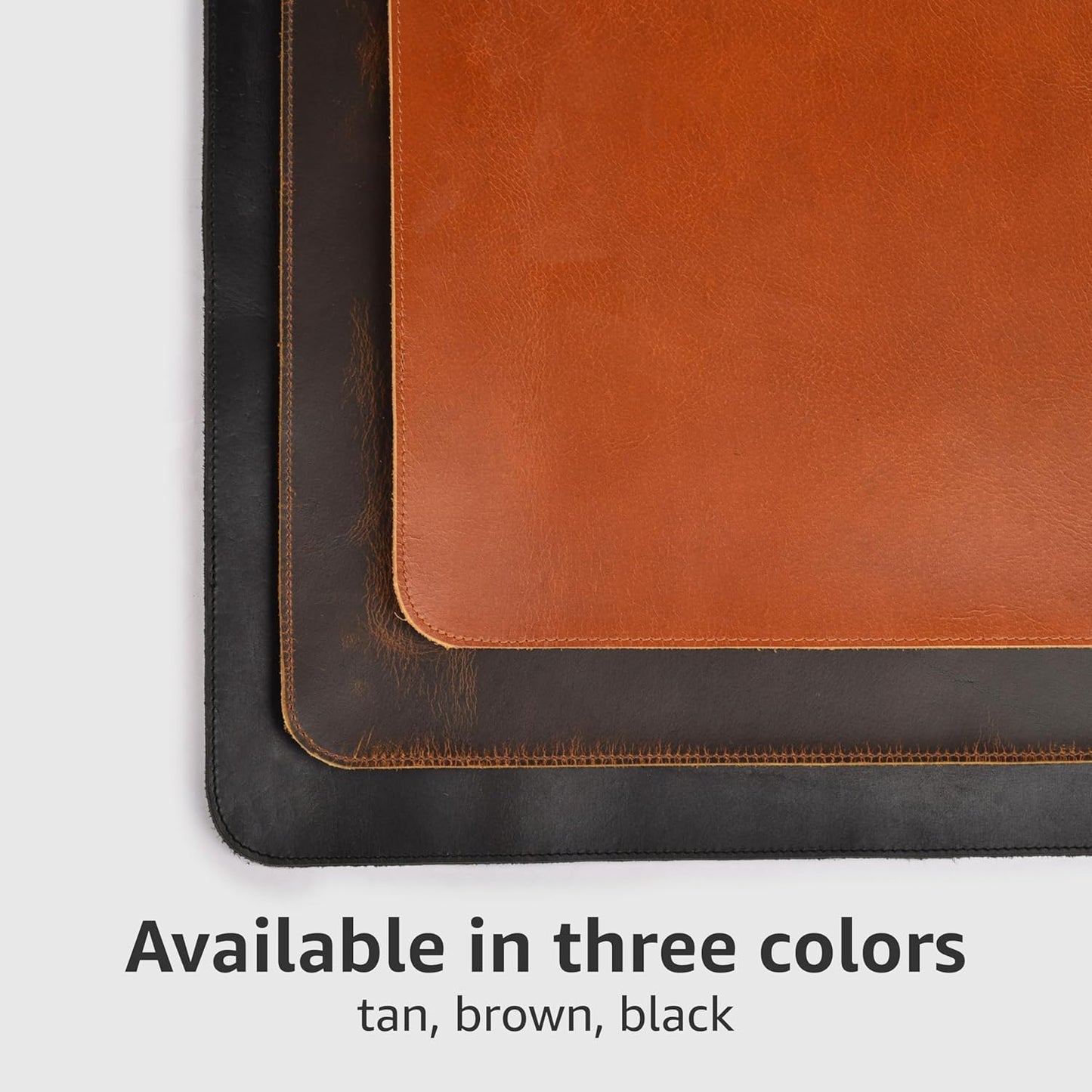 LEATHER VILLAGE -32X16 Real Leather Desk Mat for Desktop & Laptop, with Leather Tray & Tea Coaster, 3mm Thick Desk Cover-Protector-Blotter- Tan Color