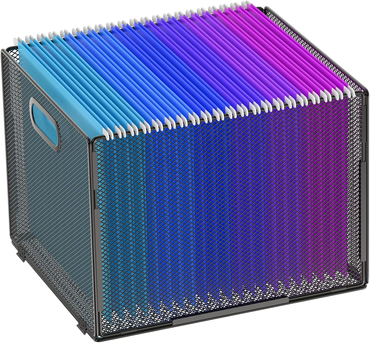 Hanging File Organizer, File Folder Organizer Mesh Hanging File Crate with Handle, File Box Storage Crate, File Basket for Office Home Letter Size, Black