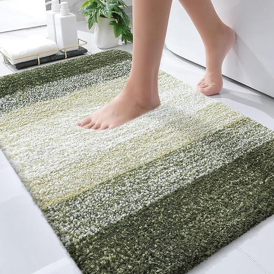 OLANLY Bathroom Rugs Mat 30x20, Extra Soft Absorbent Microfiber Bath Rugs, Rubber Backing, Quick Dry, Machine Washable Bath Mats for Bathroom Floor, Tub and Shower, Home Decor Accessories, Dark Green