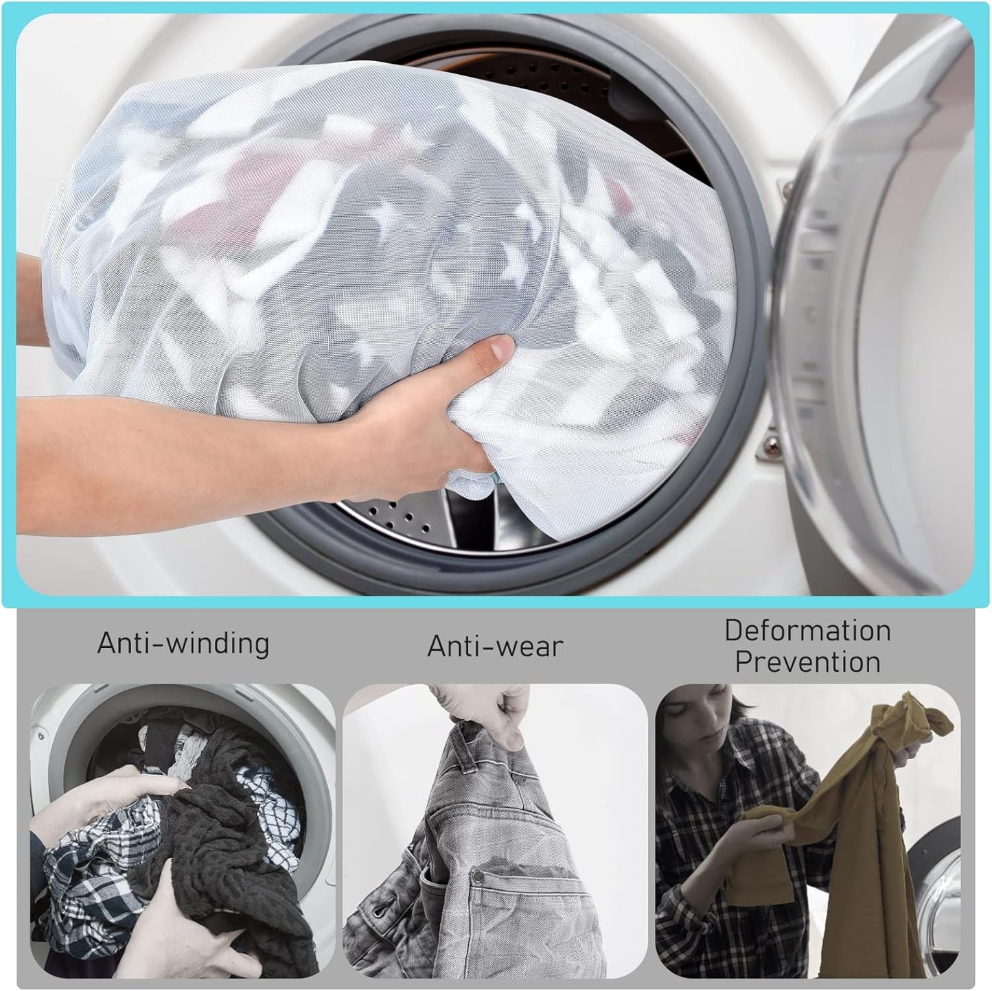 OTraki Large Mesh Laundry Bags 28x35 inch Zipper Mesh Lingerie Bags for Washing Delicates Net Laundry Mesh Bag Sack Machine Washable for Travel Dorm Hotel Camp, White