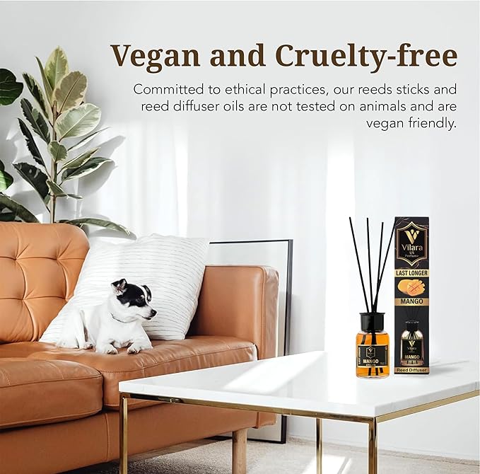Reed Diffuser Set with Sticks for Home – Bathroom, Bedroom & Office Aromatherapy – Long Lasting Scented Oil Diffuser with Sticks – Luxury Room Fragrance Diffuser 55ml,1.7 fl oz (Mango Pack 3)