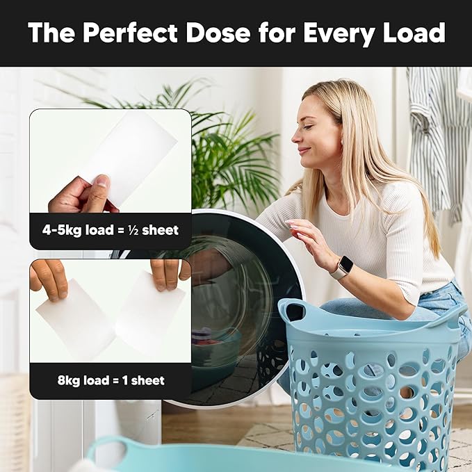 Lucent Globe Laundry Detergent Sheets. Pre-Measured Laundry Sheets. Powerful Stain Removal. Works in All Clothes Washers. (1 Pack - 64 Washes, Fragrance Free)