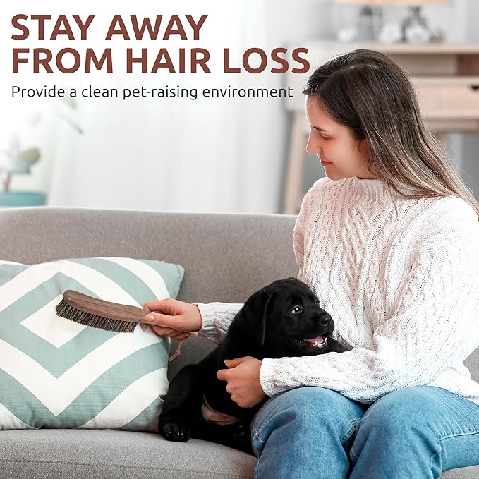 Lint Brush for Clothes with 100% Soft Horse Hair Bristle, Large Walnut Wood Handle, Lint Remover for Hat, Pet Hair, Suits, Cashmere, Wool, Velvet, Suede, Shoe