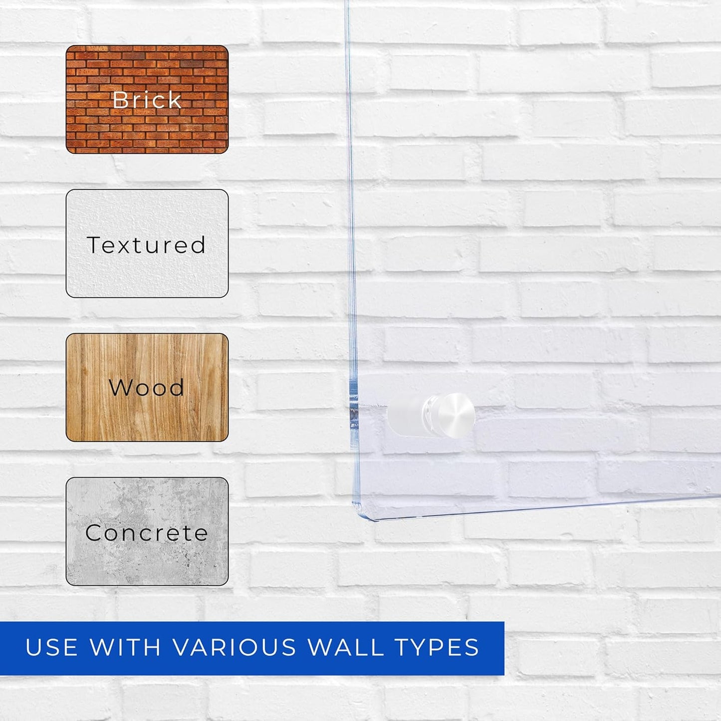 9x12 Dry Erase Board for Wall - with .25 Clear Acrylic and White Stand Off Finish - Perfect Whiteboard for Office, Home, Classroom - Durable and Stylish .25 Clear Acrylic Dry Erase Board