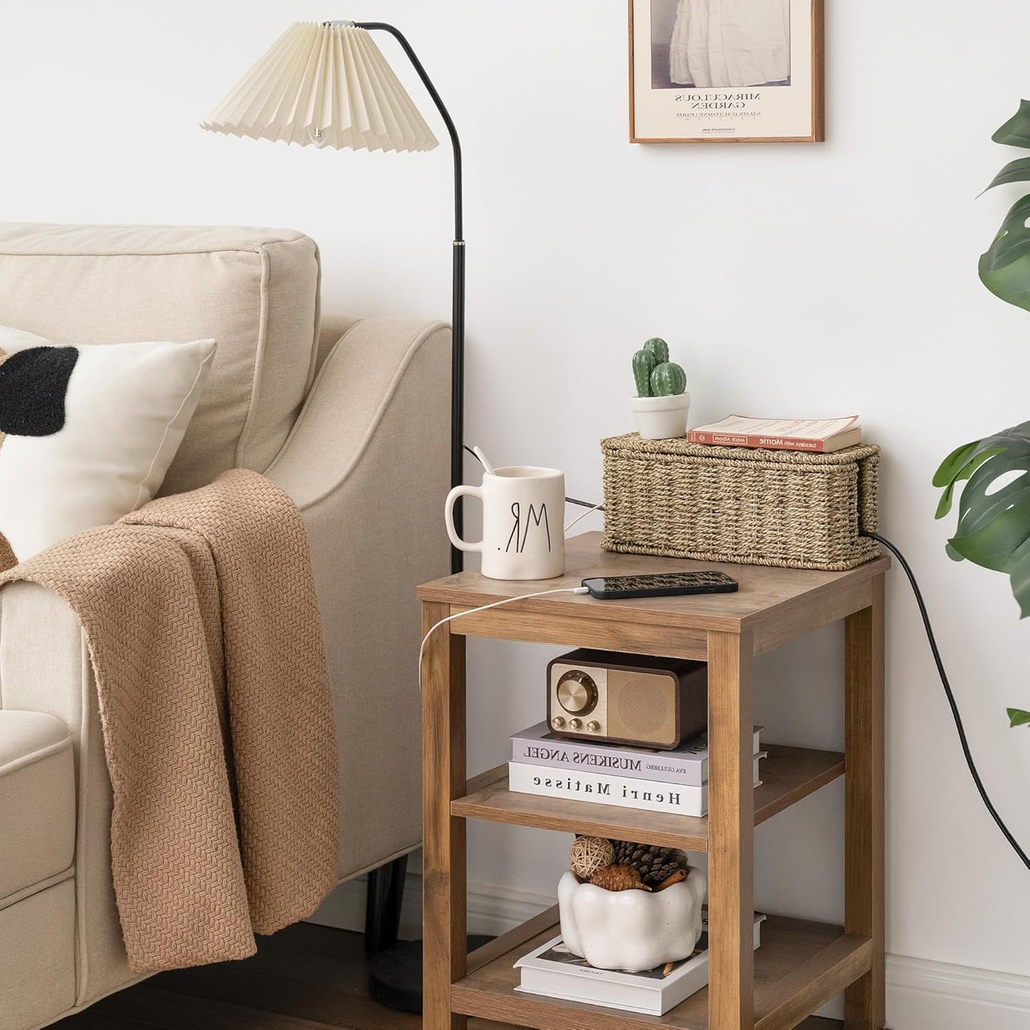 StorageWorks Cable Management Box, 2 Slots Wicker Cable Organizer to Hide Cords and Power Strip, Seagrass Cord Hider Box for Home & Office