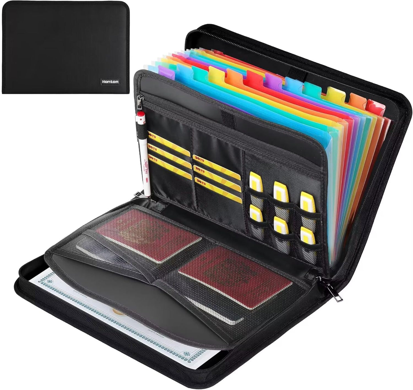 Hontom Accordion File Organizer,13 Pockets Fireproof Document Organizer with Multicolored Pockets, Business Safe Storage Folder Zipper for Documents and ‎F61NCYXEFF02V