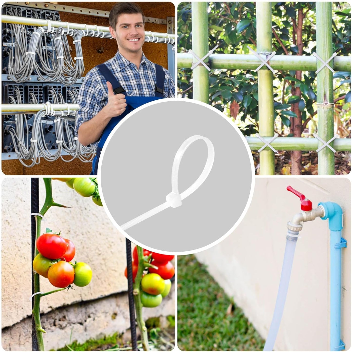 Cable Zip Ties 12 inch Cehony 1000 Pack White Zip Ties Heavy Duty 50lbs Tensile Strength Plastic Zip Ties for Outdoor and Indoor Multi-Purpose Cable Ties Self-Locking UV Resistant Wire Ties Wraps