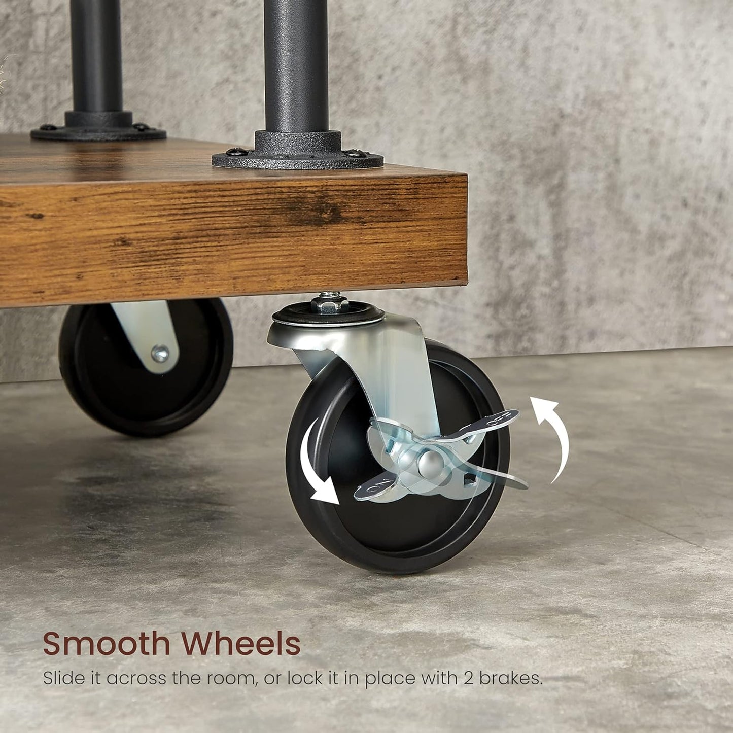 VASAGLE Clothes Rack, Clothing Garment Rack on Wheels, Rolling Clothes Organizer with 5-Tier, Industrial Pipe Style, Rustic Brown UHSR66BX