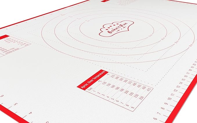 Silicone Pastry Mat Standard 15 x 10 in Nonstick Dough Rolling Mat with Measurements Inch and cm Circles Conversion Charts BPA Free Heat Resistant to 450 F Dishwasher Safe
