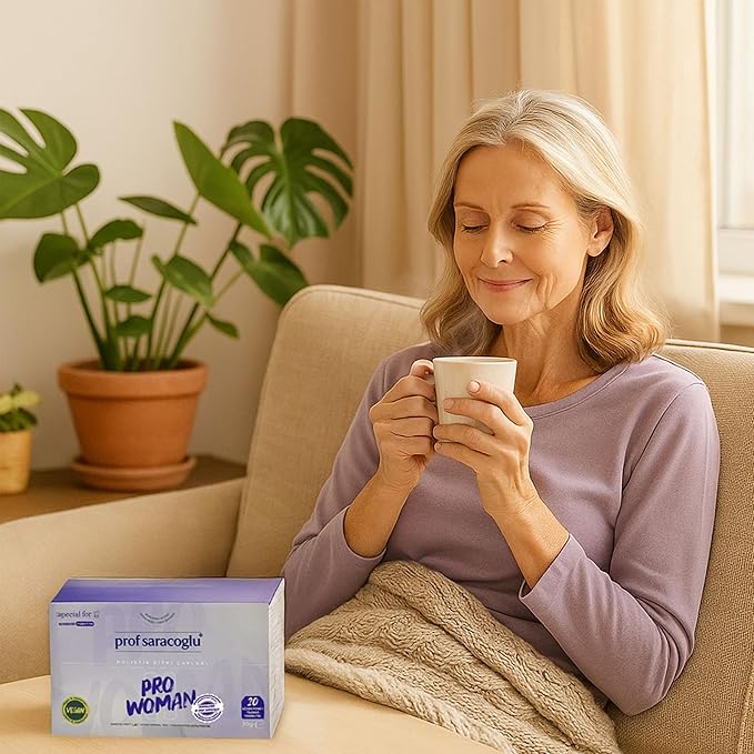 Prof Saracoglu 1 Box Pro-Woman Herbal Tea – Caffeine-Free Herbal Blend with Chamomile and Yarrow, Made for Women’s Daily Routine, 20 Organic Tea Bags in Resealable Box