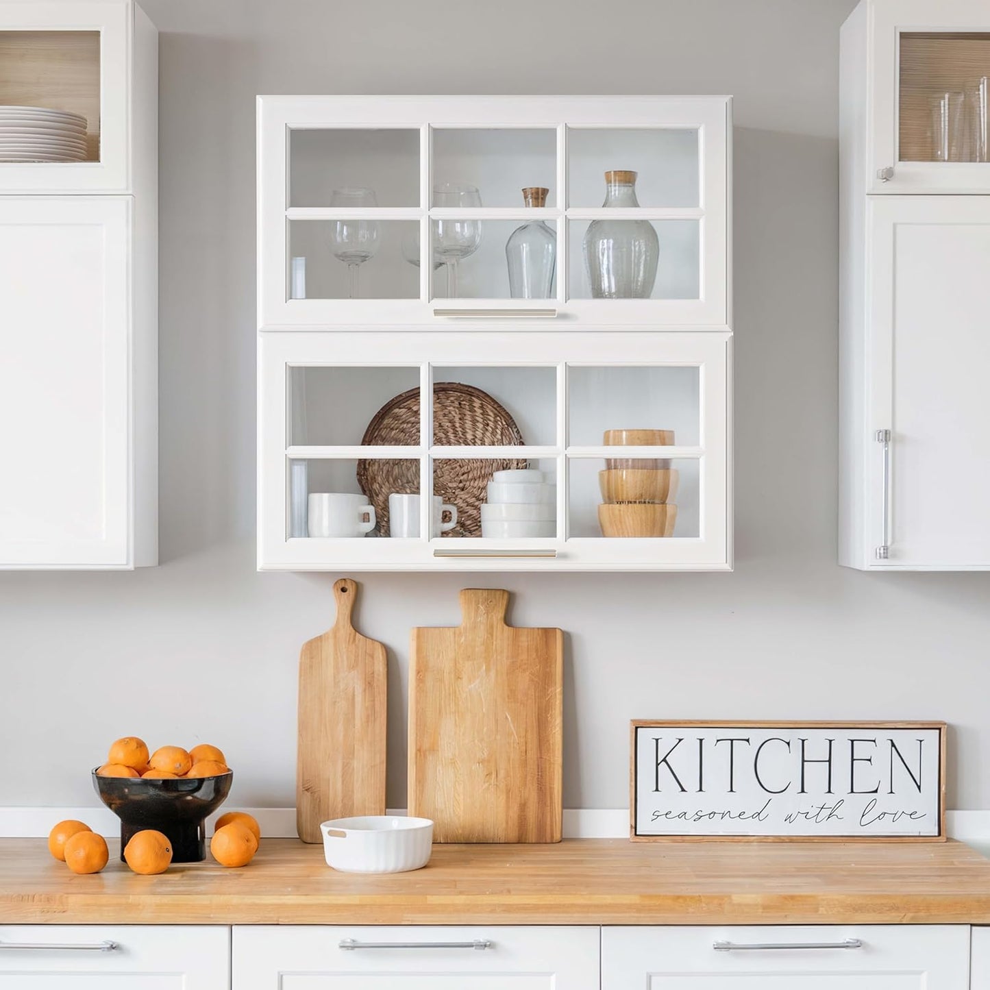 FIMELLO 29.5’’ Laundry Room Cabinets Wall Mounted, Bathroom Wall Cabinet, Cabinet Above Toilet, Hanging Display Cabinet, Kitchen Wall Cabinet with Glass Door, White