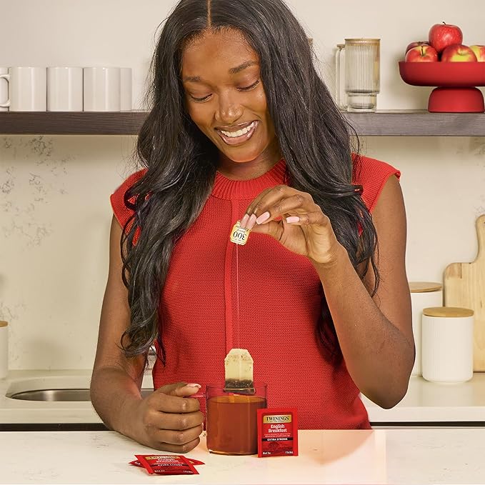 Twinings English Breakfast Extra Strong Black Tea Individually Wrapped Bags, 20 Count (Pack of 1), Robust, Caffeinated, Enjoy Hot or Iced, 20 Teabags