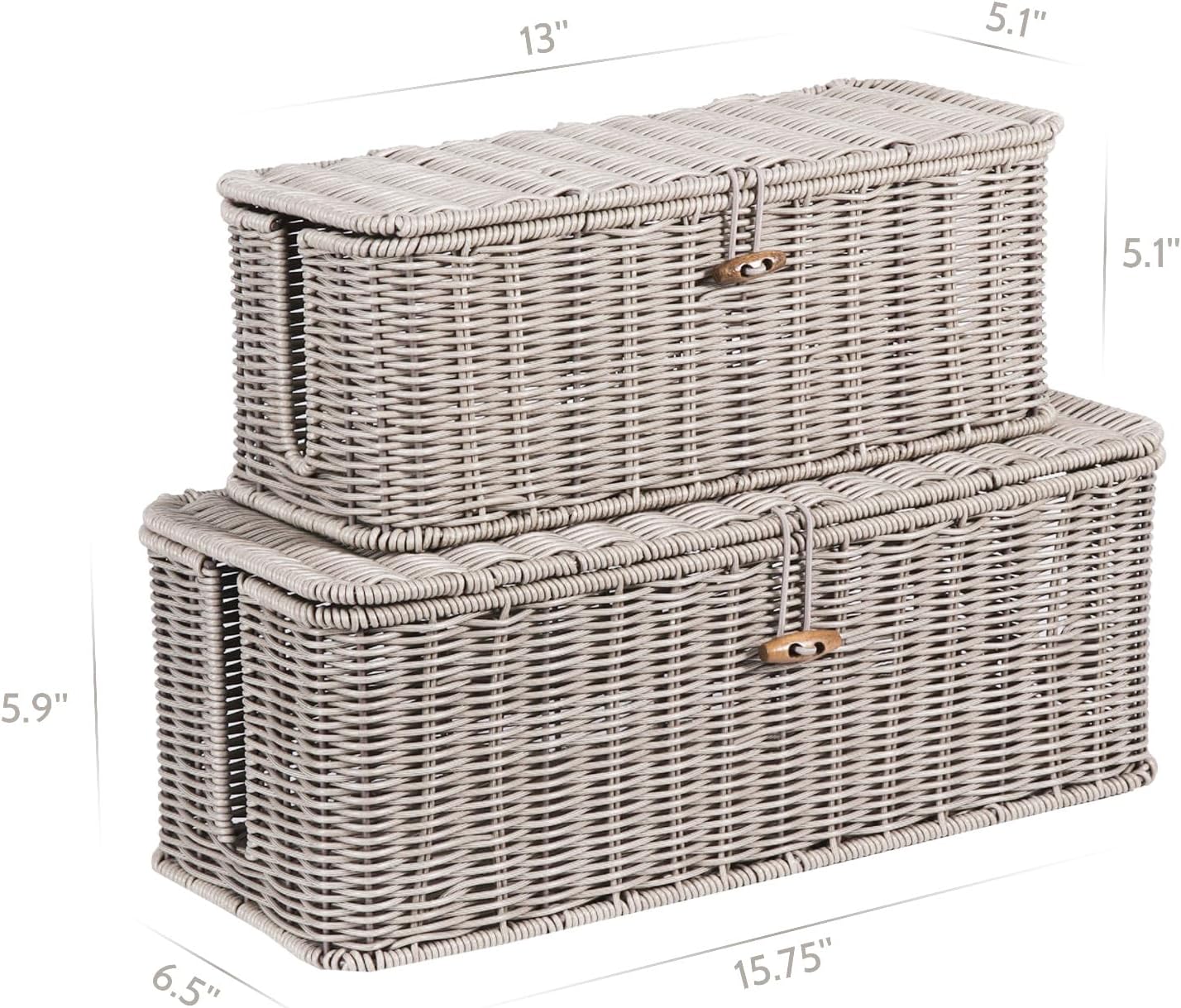 BROWNLILY Cable Management Box, Rattan Style Cord Organizer for Desk Cord Hider Outlet Covers Baby Proofing for Power Strip TV PC Router Charger Under Desk Storage with Lockable Lid and Cable Ties