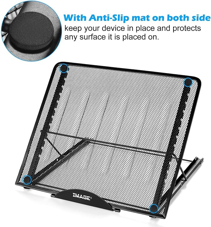 IMAGE Laptop Stand,Large Version Foldable Portable Ventilated Desktop Laptop Stand Holder, Adjustable 12 Angle Points Stand, A3 Compatible with 10" ~ 17" Notebooks, AGPtek/Huion LED Light Box Pad
