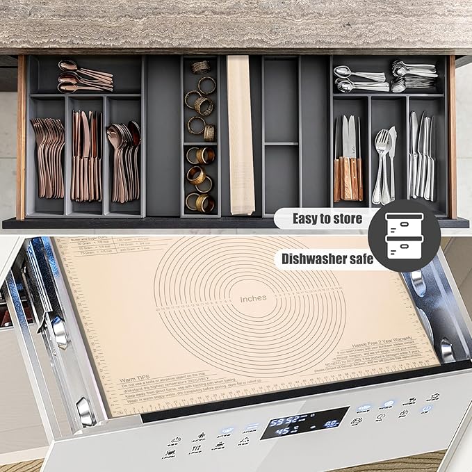 Silicone Pastry Mat 34 X 26 Inch - Nonstick Baking Mat Perfect for Dough, Pastry, Pie Crust, Fondant, Bread, Cookies, Pasta, Pizza