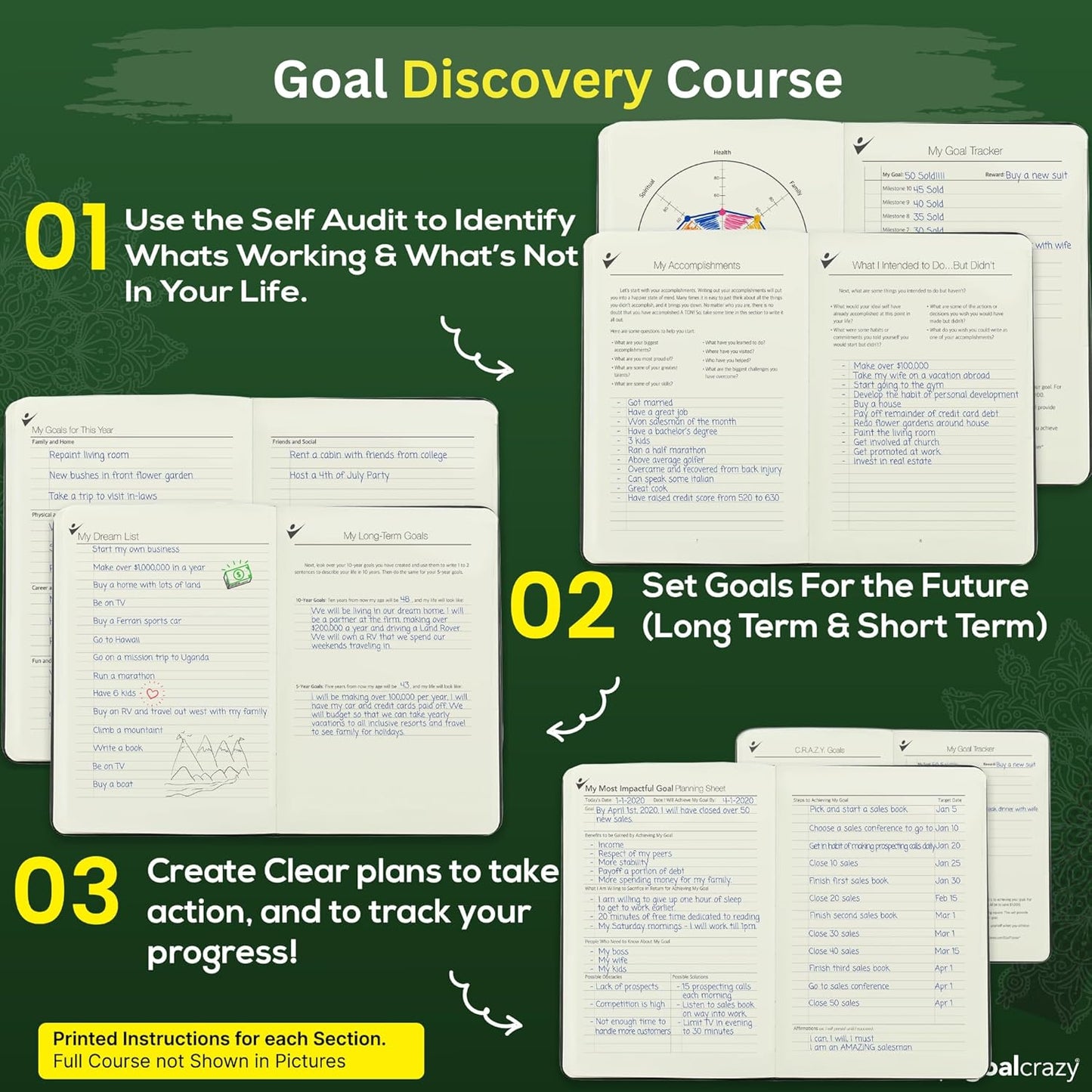 Undated Daily Planner to Achieve Your Goals 2025-2026 - 90 Day Guided Journal & Productivity Organizer with Goal Setting, Habit Tracker, To Do List, Academic & Work Calendar, Leather Hardcover - Forest Green