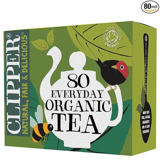 Clipper Tea Organic Fairtrade Everyday - USDA Organic, Non-GMO, Fair Trade, Sustainable Caffeinated British Tea, 4 Pack, 320 Unbleached Tea Bags - New Foil Free 100% recyclable packaging