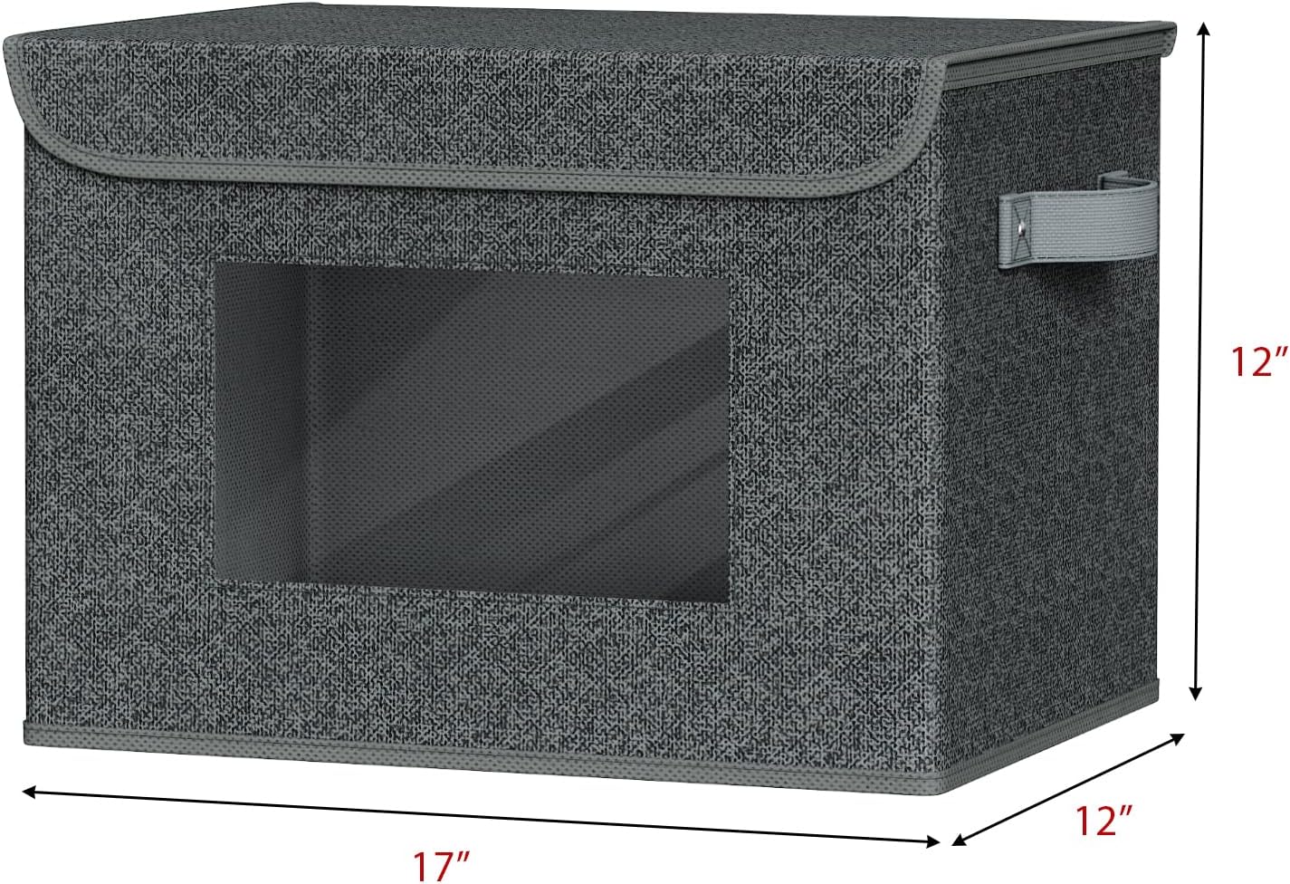 Univivi Fabric Foldable Storage Boxes with Lids [4-Pack] Large Stackable Storage Bins, Closet Organizers and Storage Cube Storage Organizer for Home, Office, Bedroom (Black, 17“ x 12” x 12")