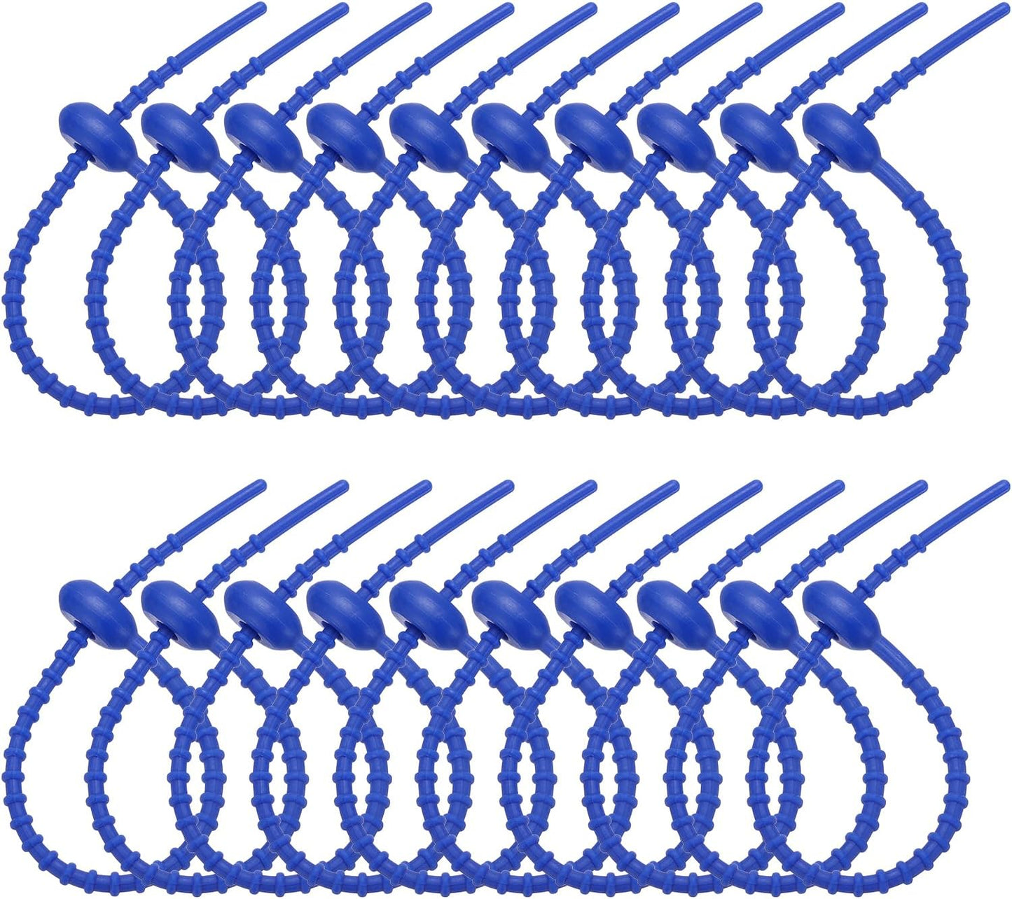 PATIKIL 8 Inch Silicone Cable Ties, 20pcs Rubber Reusable Twist Zip Ties Organizer for Home Office Kitchen Food bags Wires Adjustable Bag Clip, Dark Blue