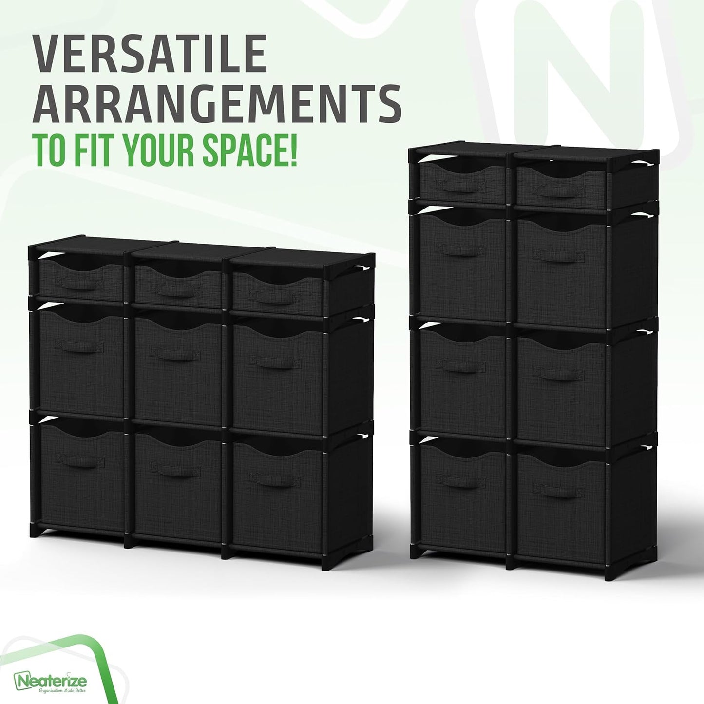 9 Cube Closet Organizers And Storage | Includes All Storage Cube Bins | Easy To Assemble Closet Storage Unit With Drawers | Room Organizer For Clothes, Baby Closet Bedroom, Playroom, Dorm (Black)