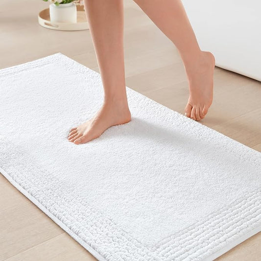 Madison Park Splendor Reversible 100% Cotton Tufted Bathroom Rug-3000 GSM Hotel Quality Luxurious Plush Medium Pile Bath Mat Absorbent, Quick Dry, Shower Room Décor, 24x44 White