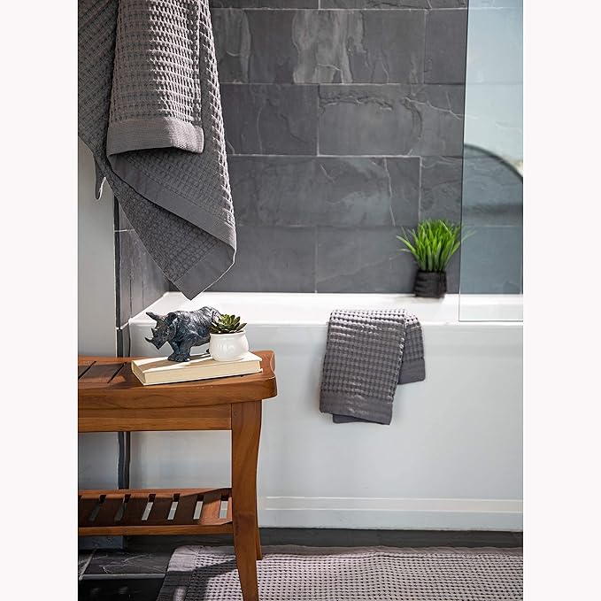 GILDEN TREE Bathroom Mat Absorbent Cotton Quick Dry for Shower, Bath & Bathtub Washable Thin, Modern Style (Slate)