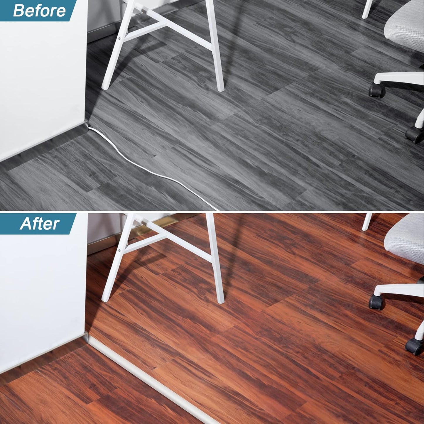 Cord Hider Floor - 3FT White Cord Cover, Soft PVC Wire Covers - Hides Cords - 0.7" W x 0.4" H