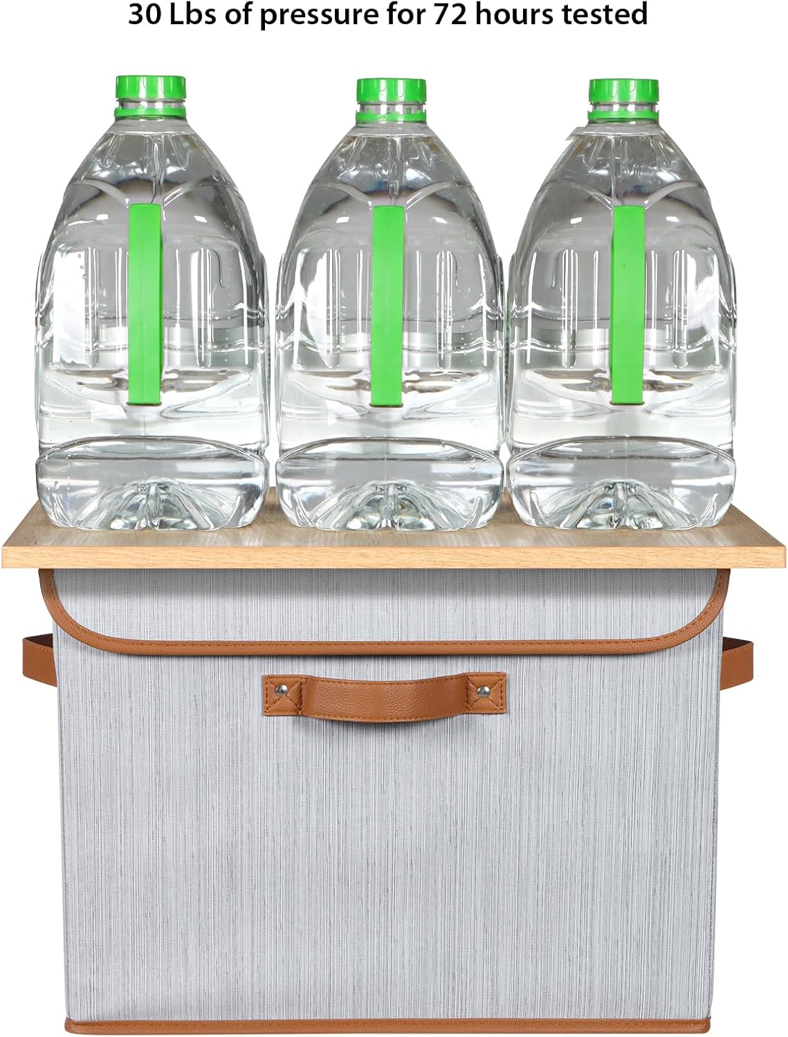 Univivi Heavy Duty Fabric Storage Bins with Lid, Large 17" 10 Gallon Stackable Storage Bins with Leather Handles, Decorative Storage Boxes with Lids for Bedroom, Closet, Nursery, Office, 3-Pack(Grey)