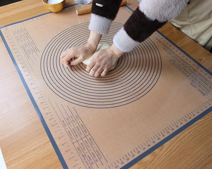 Silicone Pastry Mat 34 X 26 Inch - Nonstick Baking Mat Perfect for Dough, Pastry, Pie Crust, Fondant, Bread, Cookies, Pasta, Pizza
