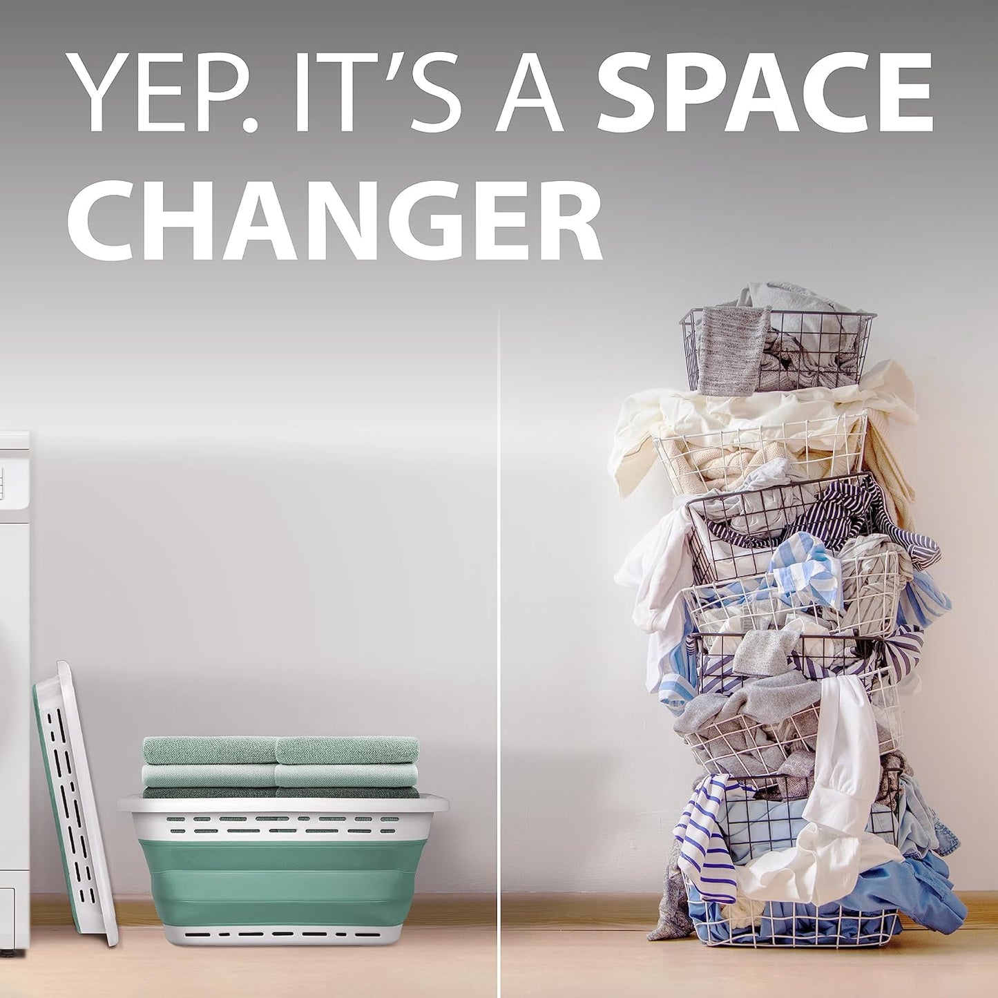 BROOKSTONE, 1 UNIT, 11 GALLONS - [OUR LARGEST BASKET EVER] 24" Collapsible Laundry Basket, Comfort Non-Slip Grip Handles, Minimalist Space Saving Design, Portable Pop-Up Hamper, [BPA FREE]