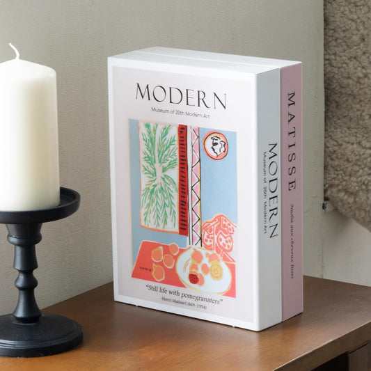 Book Shape Decorative Cable Management Box - Expandable Cable Organizer Box with Magnetic Closure for Home & Office (Modern Matisse, Standard)